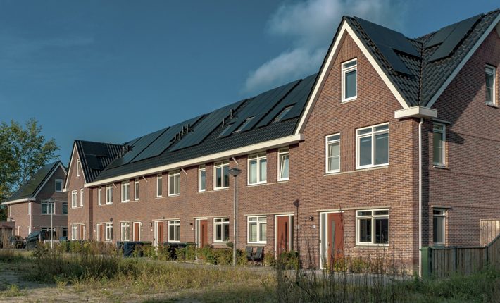 Residential houses with solar panels