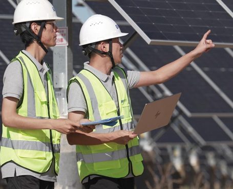 Engineers at a solar site