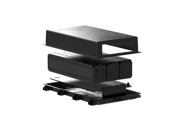 Exploded view of battery pack components